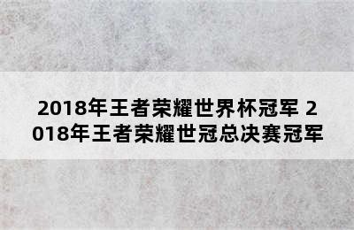 2018年王者荣耀世界杯冠军 2018年王者荣耀世冠总决赛冠军